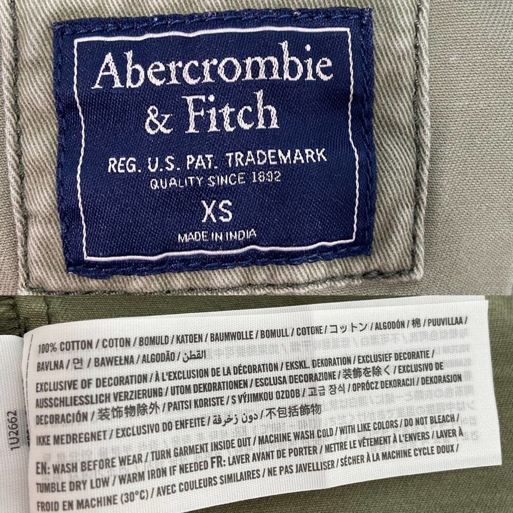 Abercrombie & Fitch Army Green Utility Shacket Lightweight Coat Boho Y2k Size XS - Picture 12 of 13
